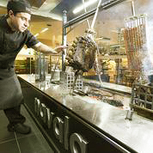 Navala Churrascaria Brazilian restaurant uses ancient barbecue cooking techniques on modern equipment.