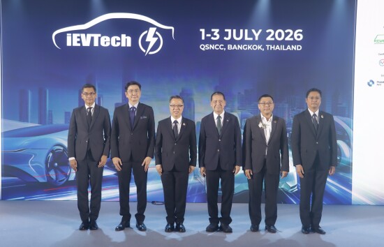 Secretary General of the Thailand Board of Investment, Narit Therdsteerasukdi (third from left) with other officials and industry leaders at the International Electric Vehicle Technology Conference (iEVTech) in Bangkok, July 1-3. Thailand Board of Investment Narit Therdsteerasukdi Secretary General of the BOI