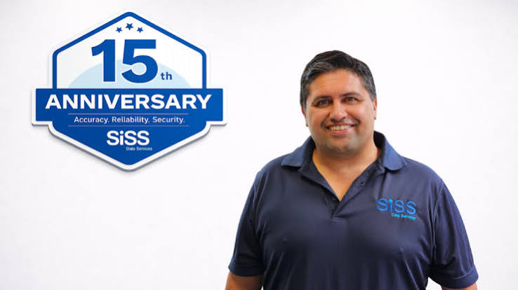 Grant Augustin, founder and CEO of SISS Data Services, celebrating 15 years in business. Grant Augustin SISS Data Services 15 years celebration