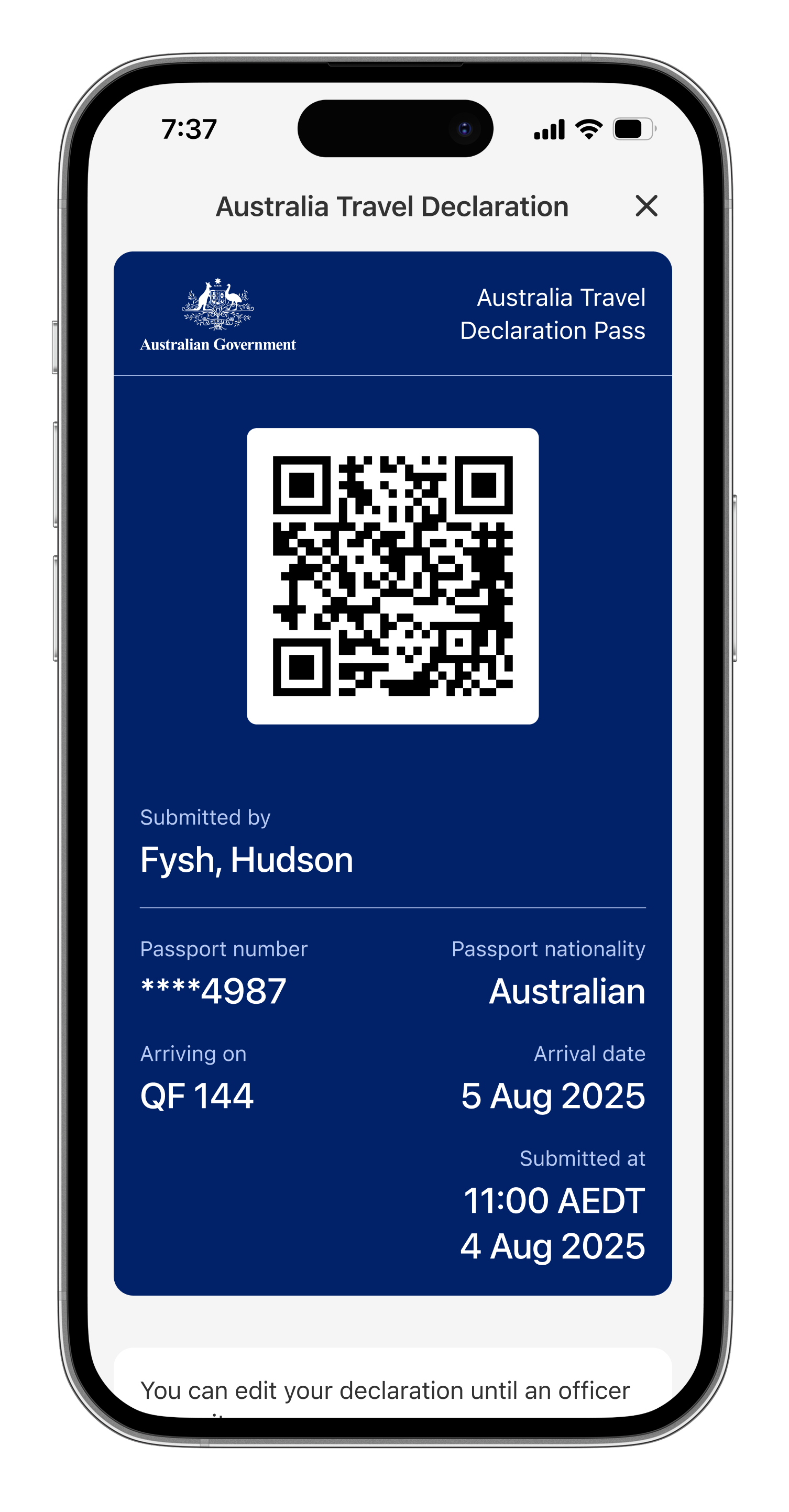 Australian Travel Declaration ATD