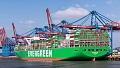 Evergreen container ship at port. Image from Peacock Tariff Consulting.